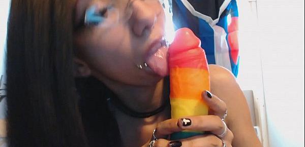  Blowjob POV Thick Dick Rainbow Dildo